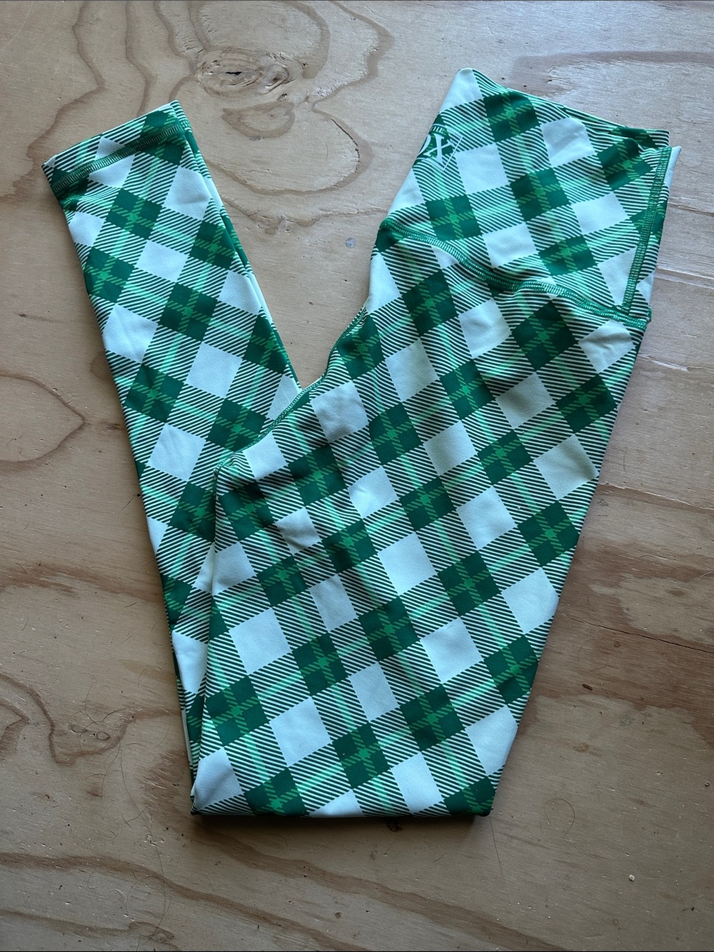 Rok the Box Green & White Plaid Leggings Flex medium
